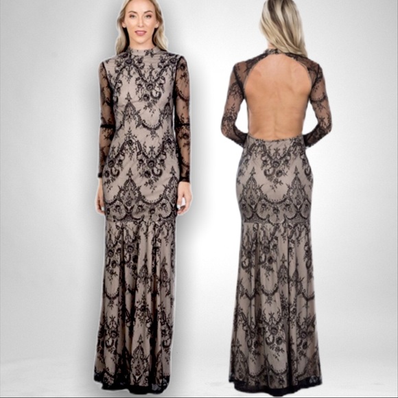 Dresses & Skirts - ❌SOLD❌ Lace Illusion Full Length Backless Gown